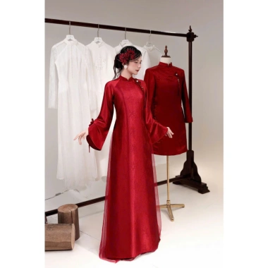 Áo Dài Gấm Vân Mây Dáng Xuông Tay Dài Loe Xẻ, Nơ Điểm Nhấn Sang Trọng – 393.600₫ 7 Áo Dài Gấm Vân Mây Dáng Xuông Tay Dài Loe Xẻ, Nơ Điểm Nhấn Sang Trọng – 393.600₫ 7