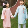 Áo dài gia đình An Khang Nét Việt tết siêu xinh – bố bé trai gấm dệt, mẹ bé gái lụa mềm mại 282k 7