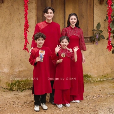 Áo dài gia đình thiêu hoa, đính kết Thuỷ Tâm – Vải chéo & gấm tơ cao cấp AD034, giảm còn 205.000₫ 2 Áo dài gia đình thiêu hoa, đính kết Thuỷ Tâm – Vải chéo & gấm tơ cao cấp AD034, giảm còn 205.000₫ 2