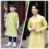 Áo dài gia đình tone Vàng gấm vân cho nam & nữ - vải mềm lông vũ, thiết kế Linh Sơn 288k 8