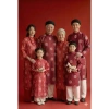 Áo dài gia đình Viet Family đứng phom - Set tết ông bà bố mẹ con, giảm 86.800₫