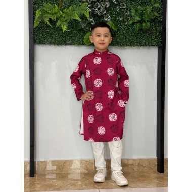 Áo dài gia đình Viet Family đứng phom - Set tết ông bà bố mẹ con, giảm 86.800₫ 6