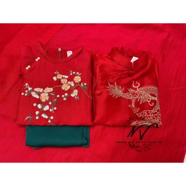 Áo dài gia đình Xuân An đỏ Bảo Long – Đồ lễ Giáng sinh Tết 2.026, may mắn, giá 255k 9