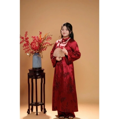 Áo dài hồ điệp đỏ họa tiết Tết Bigsize nữ - Giảm giá 680.000đ
