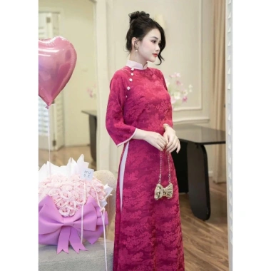 Áo Dài Hoa Viên Dáng Suông Cách Tân, Vào Eo Nhẹ, Mặc Tết và Sự Kiện, Giá 343.000đ