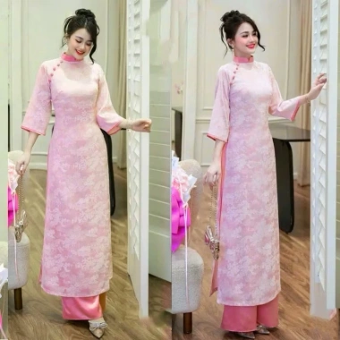 Áo Dài Hoa Viên Dáng Suông Cách Tân, Vào Eo Nhẹ, Mặc Tết và Sự Kiện, Giá 343.000đ