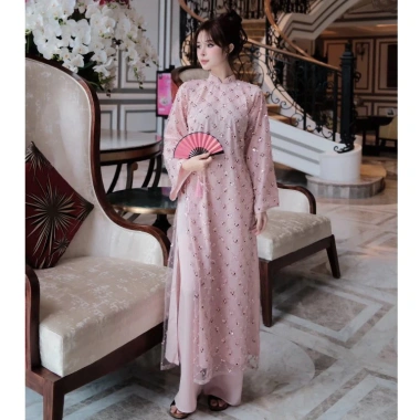 Áo dài kim sa Tết 2.026 - Đính đá sang trọng, hiện đại, chỉ 699.000 VND 2