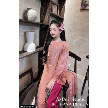 Áo dài lụa bé gái size đại tới 55kg, loại 1, thiết kế tết xinh, giảm còn 255.000₫
