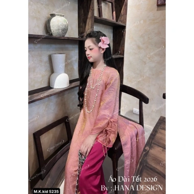 Áo dài lụa bé gái size đại tới 55kg, loại 1, thiết kế tết xinh, giảm còn 255.000₫