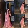 Áo dài lụa gấm tay phồng hồng vàng phối nơ tay - MIMI CLOTHING, giảm giá 539k