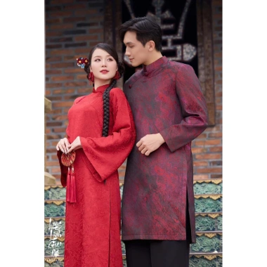 Áo Dài Lucie cặp dâu rể hot - Lụa gấm dày dặn, mềm mịn, giảm 20% còn 320.000₫ 2