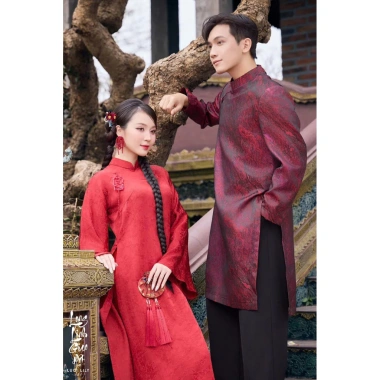 Áo Dài Lucie cặp dâu rể hot - Lụa gấm dày dặn, mềm mịn, giảm 20% còn 320.000₫ 5