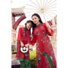 Áo dài mẹ bé gái tết đỏ phối xanh lạ mắt - Chất tơ in phụng mềm, hợp da, chụp hình tết HANA, giá ưu đãi 298.000₫ 7