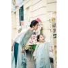 Áo dài mẹ và bé xanh pastel đính nổi Uyển Nguyệt, vải organza - Giá ưu đãi 220k 3