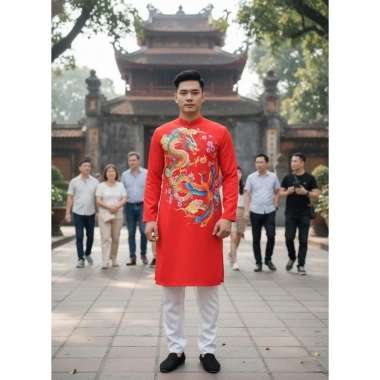 Áo dài nam cách tân cao cấp gấm xốp sang trọng, trơn Lễ Tết 2.025 - Đàn ông lịch lãm, mềm mại, giá chỉ 370.000đ, ưu đãi đặc biệt - mua ngay 8