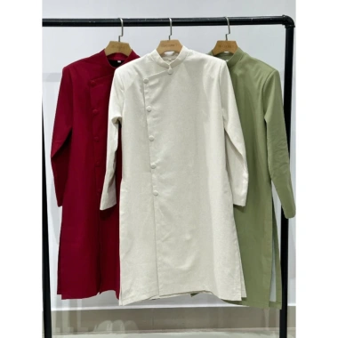 Áo dài nam cách tân cúc bấm ép keo 2 lớp, có cầu vai, Tết 2.026 - Giá chỉ 425.000 VND