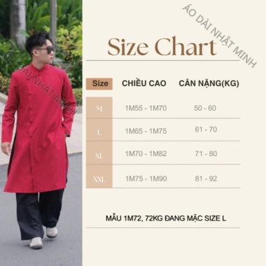 Áo dài nam cách tân cúc bấm ép keo 2 lớp, có cầu vai, Tết 2.026 - Giá chỉ 425.000 VND