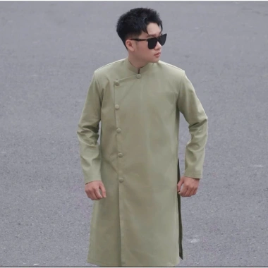 Áo dài nam cách tân cúc bấm ép keo 2 lớp, có cầu vai, Tết 2.026 - Giá chỉ 425.000 VND