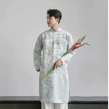 Áo Dài Nam Cách Tân Gấm Họa Tiết Cao Cấp - Lễ Tết, Sự Kiện, Không Kèm Quần - 340.000đ 10 Áo Dài Nam Cách Tân Gấm Họa Tiết Cao Cấp - Lễ Tết, Sự Kiện, Không Kèm Quần - 340.000đ 10