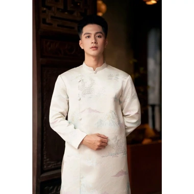 Áo Dài Nam cách tân Huyền Trân vải gấm tafta 2 lớp cao cấp, thanh lịch - Áo Dài Tết giá 499.000đ 3
