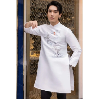 Áo dài nam cách tân thiết kế Tết - Tafta thêu Nam Bạch Hạc 2 màu thanh nhã, phong cách độc đáo, giá ưu đãi 435.000₫ 4
