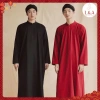 Áo dài nam dáng suông cổ phục Linen cao cấp, đường may tinh tế, không nhăn, thoáng mát 2 màu đỏ-đen, giá ưu đãi 369k - Tết 2.025 L&A K17