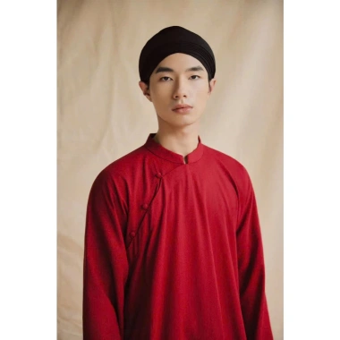 Áo dài nam dáng suông cổ phục Linen cao cấp, đường may tinh tế, không nhăn, thoáng mát 2 màu đỏ-đen, giá ưu đãi 369k - Tết 2.025 L&A K17 8