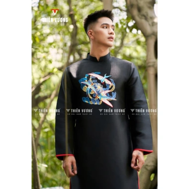 Áo dài nam đen thêu đàn én, phom chuẩn chụp Tết, mạnh mẽ - 609.000đ - Áo Dài Thiên Vương