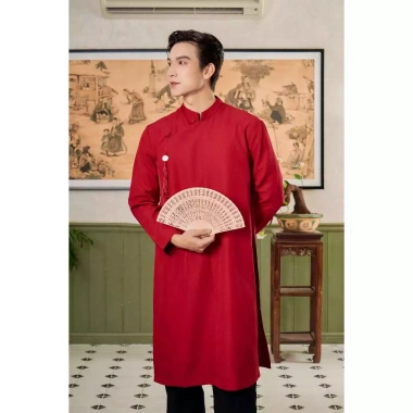 Áo Dài Nam Ngũ Thân Truyền Thống Form Rộng Cúc Bọc Thương Hiệu Mr Twins Không Kèm Quần 2
