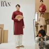 Áo Dài Nam Tết 2.026 Cách Tân Tweed Vải Dạ Cầu Vai Cứng Đệm Cúc Bấm Ẩn HAN 02