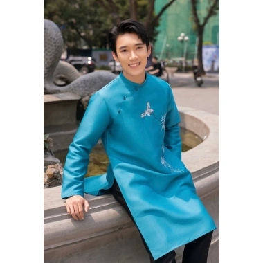 Áo dài nam tết cách tân tafta thêu NAM TRÚC - Form chuẩn, sang trọng, chỉ 435k 6