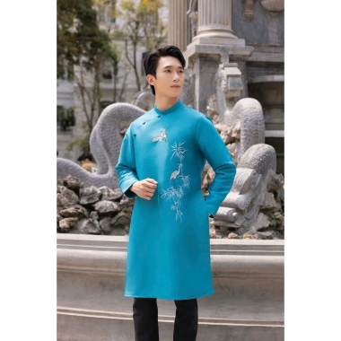 Áo dài nam tết cách tân tafta thêu NAM TRÚC - Form chuẩn, sang trọng, chỉ 435k 8