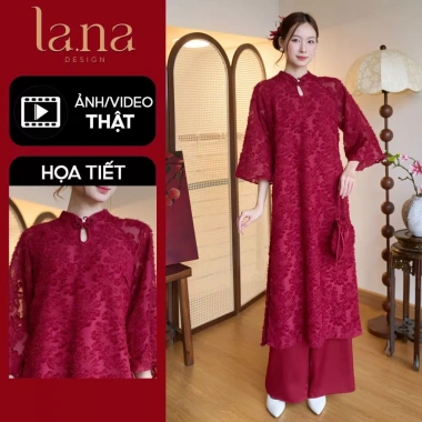 Áo dài Nguyệt Cầm Nguyệt Ngân Lana tơ lông, quần lụa latin đỏ - 839k giảm 20% 9 Áo dài Nguyệt Cầm Nguyệt Ngân Lana tơ lông, quần lụa latin đỏ - 839k giảm 20% 9
