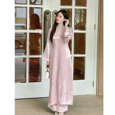 Áo Dài Như Ngọc Dáng Suông Cách Tân Lụa Gấm Cao Cấp – Sang Trọng, Thanh Lịch, BST Tết 2.026