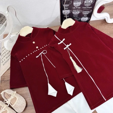 Áo dài nhung bé, cặp đơn giản chạy viền, giá ưu đãi 119k giảm từ 146k 6