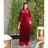 Áo dài nhung tân dáng suông hoạ tiết lâm viên - Sang trọng, giá ưu đãi 468k 9