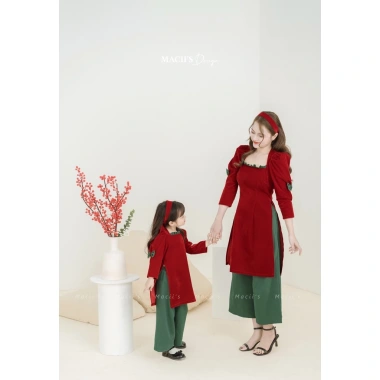 Áo dài nhung thiết kế sang trọng - Đồ đôi mẹ bé, gia đình, giảm giá 17% 2 Áo dài nhung thiết kế sang trọng - Đồ đôi mẹ bé, gia đình, giảm giá 17% 2