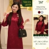 Áo dài nữ cách tân Mai Chi suông cổ cao tay lỡ gấm châu, charm chụp Tết – Ngọc Mai 316k