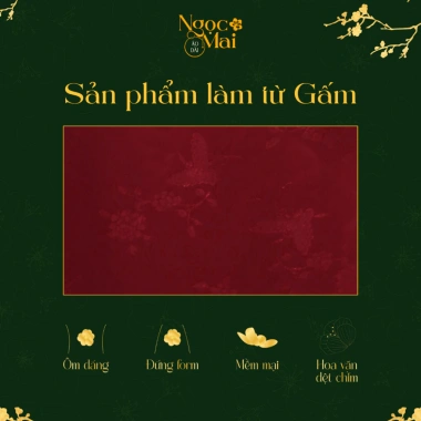 Áo dài nữ cách tân Mai Chi suông cổ cao tay lỡ gấm châu, charm chụp Tết – Ngọc Mai 316k 4