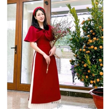 Áo dài nữ cách tân nhung cổ choàng nơ cao cấp siêu sang giảm còn 390.000đ 3 Áo dài nữ cách tân nhung cổ choàng nơ cao cấp siêu sang giảm còn 390.000đ 3