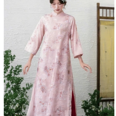 Áo Dài Nữ ELENA Dáng Suông Tay Lỡ Vải Tơ Thêu Cao Cấp Cách Tân BIGSIZE