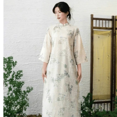 Áo Dài Nữ ELENA Dáng Suông Tay Lỡ Vải Tơ Thêu Cao Cấp Cách Tân BIGSIZE