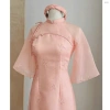 Áo dài nữ quần dài lụa suông, tay lửng cổ trụ, thêu 2 lớp, nút bọc tơ - Cobastudio 193k 7
