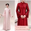 Áo Dài Nữ Truyền Thống Dáng Xuông Gấm Vân Mây Tay Dài Loe Xẻ Đính Nơ – Giá 174.000đ, Sang Trọng Quý Phái