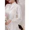 Áo Dài Nữ Truyền Thống Dáng Xuông Gấm Vân Mây Tay Dài Loe Xẻ Đính Nơ – Giá 174.000đ, Sang Trọng Quý Phái 4
