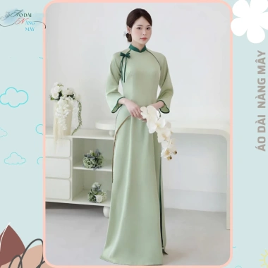 Áo dài nữ Vân Chi - Nàng Mây dáng ôm tay lỡ cổ cao đính nơ trẻ trung - 200k 4