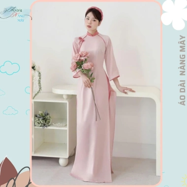 Áo dài nữ Vân Chi - Nàng Mây dáng ôm tay lỡ cổ cao đính nơ trẻ trung - 200k 5