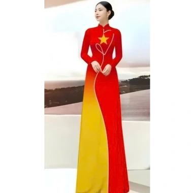 Áo Dài Sao Vàng Việt Nam Đầy Đủ Size S/M/L/XL/2XL/3XL/4XL/5XL Giá Ưu Đãi 68k 2