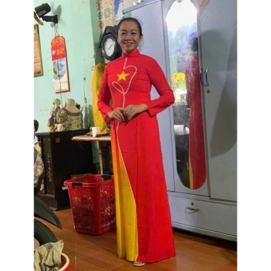 Áo Dài Sao Vàng Việt Nam Đầy Đủ Size S/M/L/XL/2XL/3XL/4XL/5XL Giá Ưu Đãi 68k 7