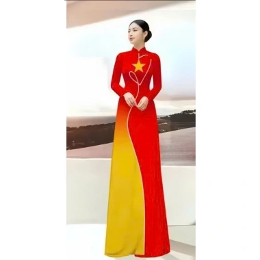 Áo Dài Sao Vàng Việt Nam Đầy Đủ Size S/M/L/XL/2XL/3XL/4XL/5XL Giá Ưu Đãi 68k 10